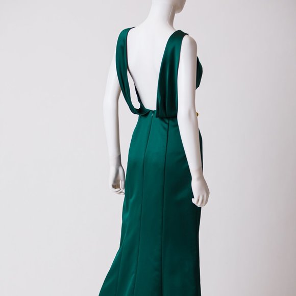 Vera Wang Forest Dark Green Gown - Picture 6 of 11